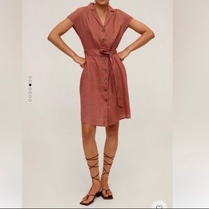 Mango Terracotta Button-Down Dress